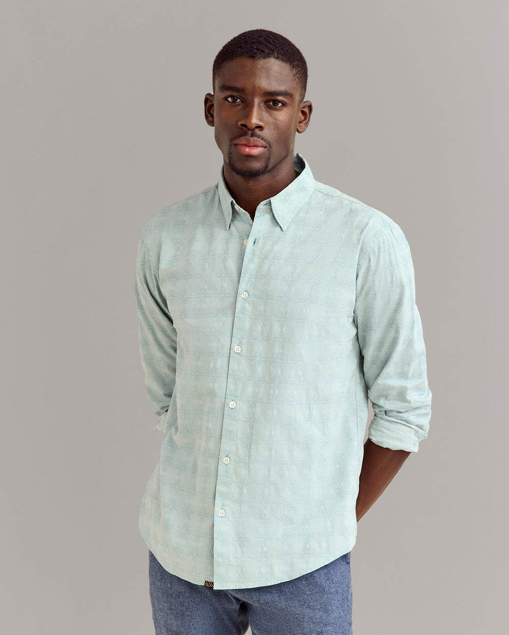 MELANGE TILE WILSON SHIRT in Steel Blue
