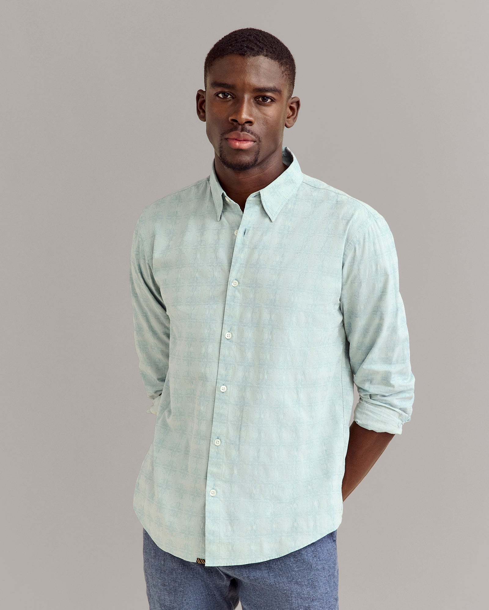MELANGE TILE WILSON SHIRT in Steel Blue