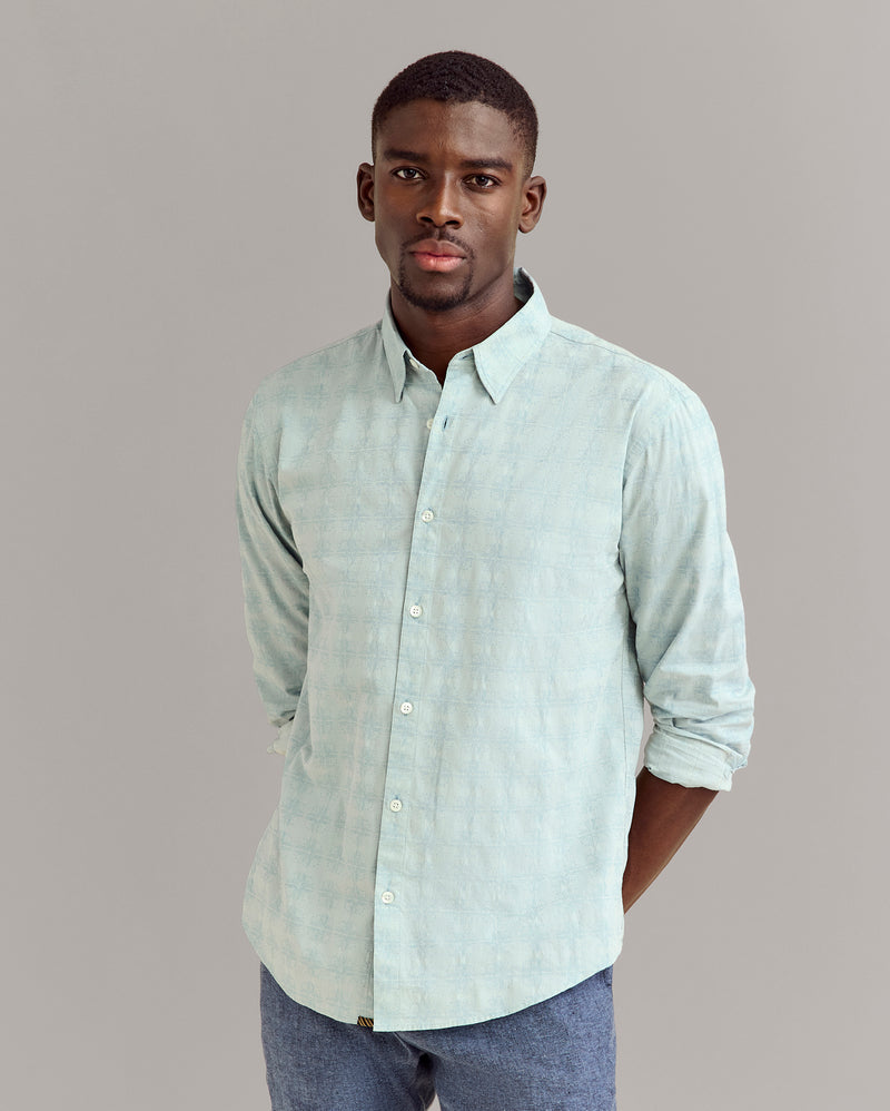 MELANGE TILE WILSON SHIRT in Steel Blue