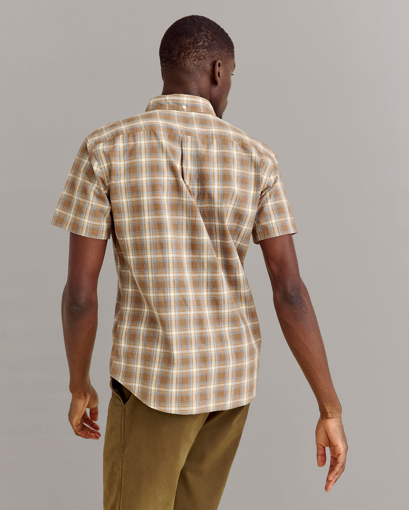 Short Sleeve Melange Plaid Tuscumbia Shirt Button Down