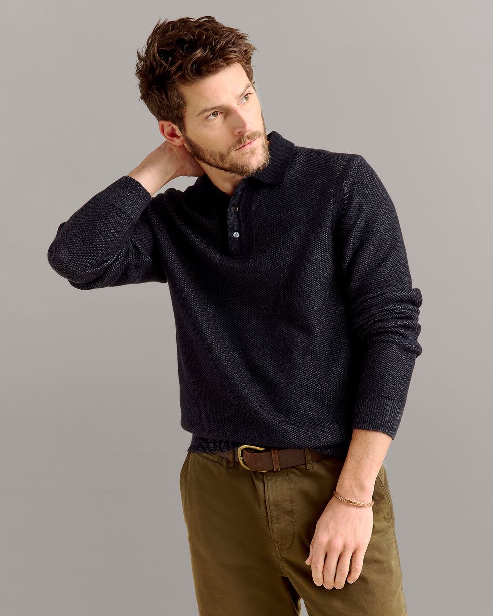 Long Sleeve Geo Float Jacquard Polo
