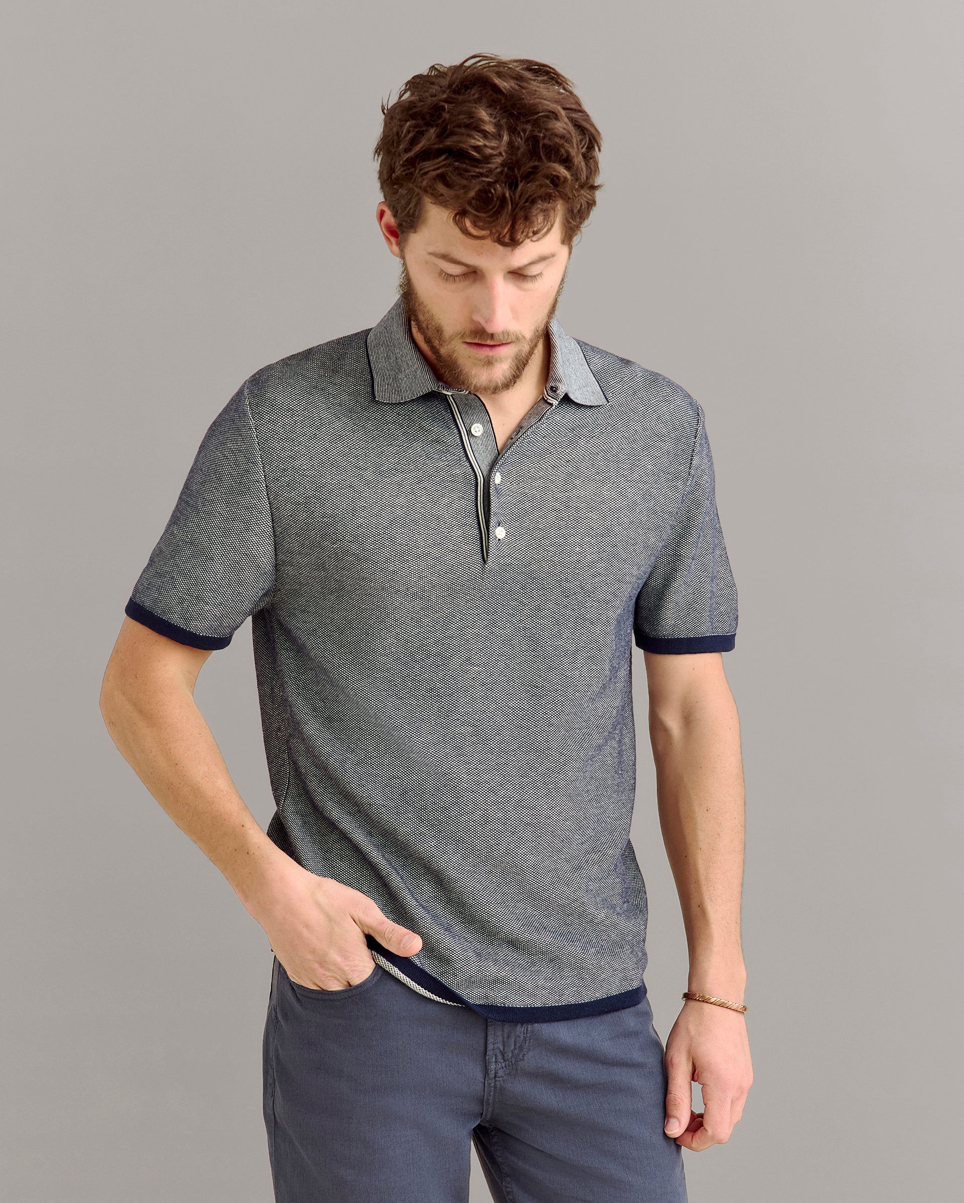 Birdseye Pique Sweater Polo in Cotton | Billy Reid