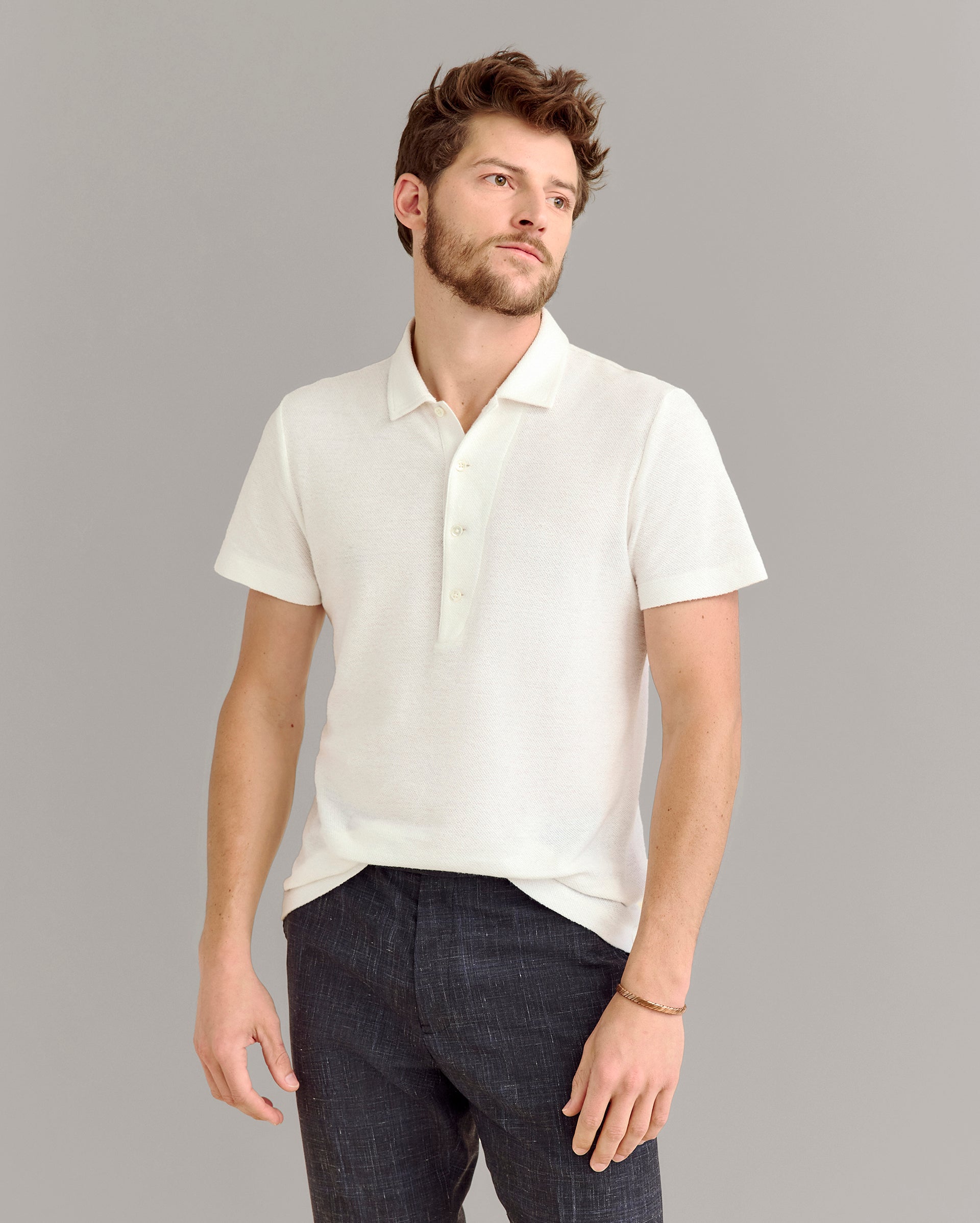 Hemp Cotton Twill Polo with Pearl Buttons | Billy Reid