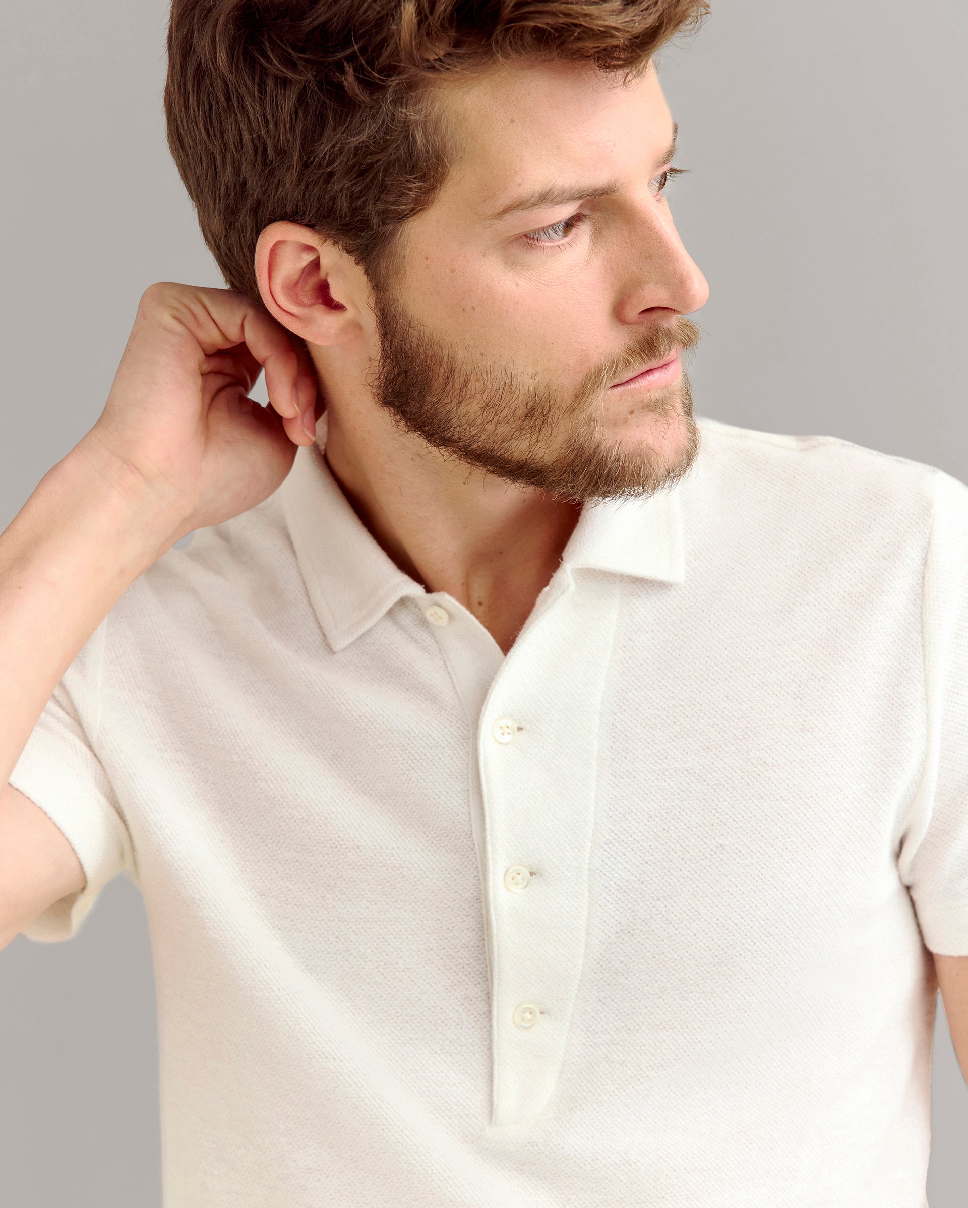 Hemp Cotton Twill Polo with Pearl Buttons | Billy Reid