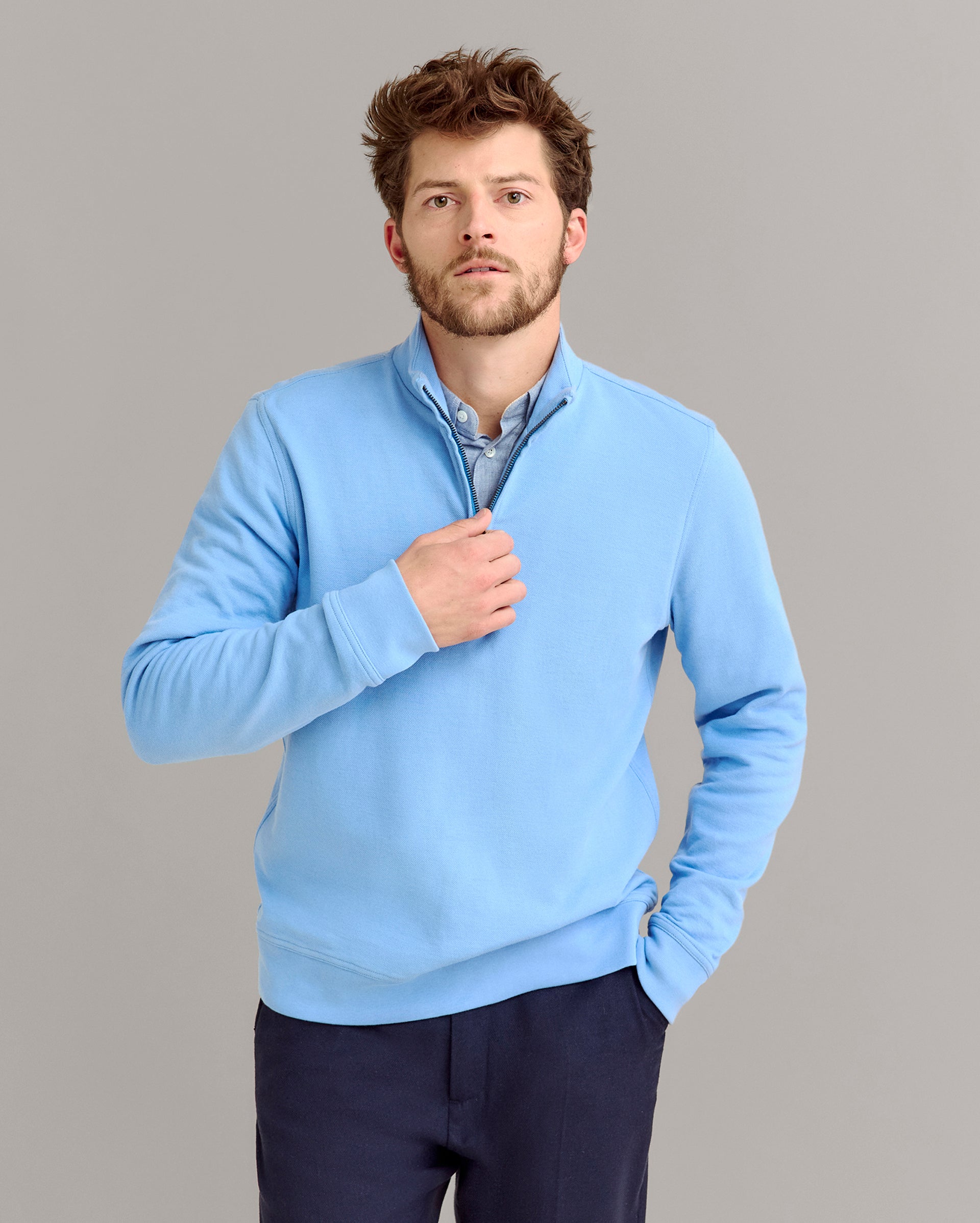 Cullman Half Zip | Stylish Pique Cotton Blend Men's Half Zip in