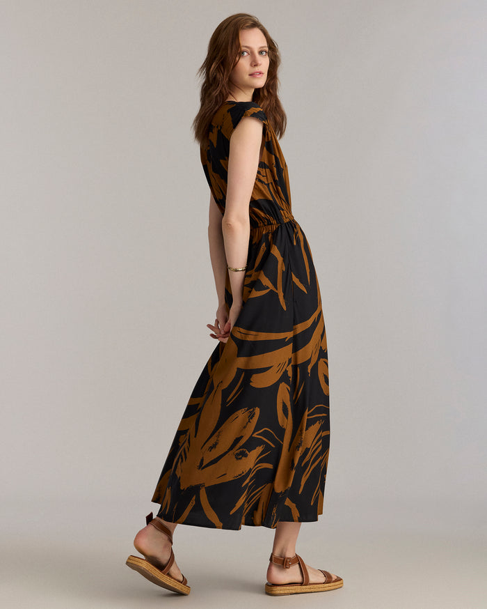 Billy Reid Silk Brush Stroke V-neck Maxi Dress, Billy's Brown/black Billy Reid Silk Brush Stroke V-neck Maxi Dress, Billy's Brown/black