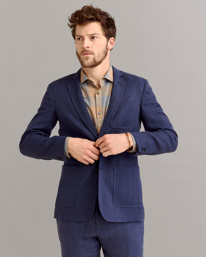 Herringbone Archie Jacket in Navy