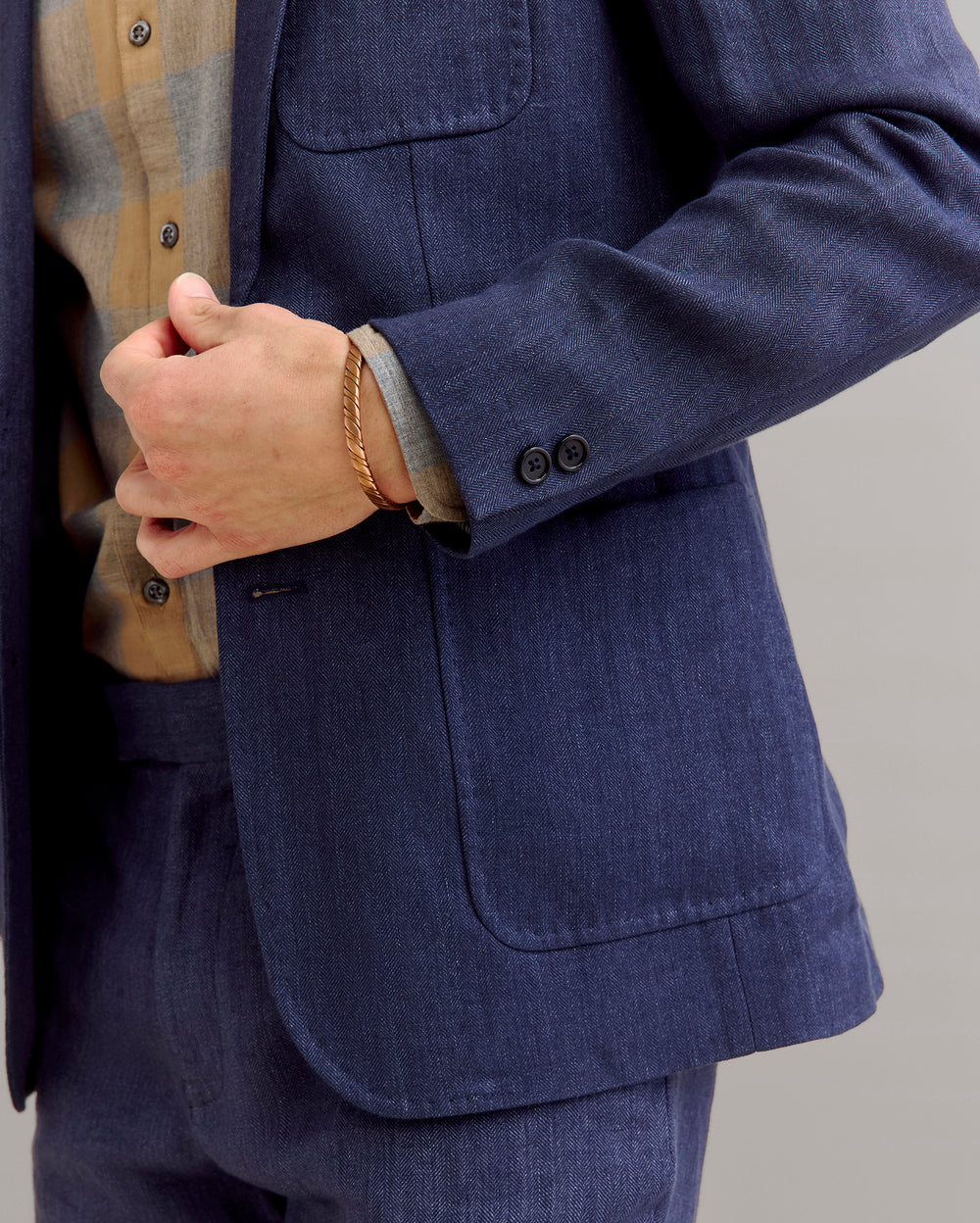 Herringbone Archie Jacket in Navy