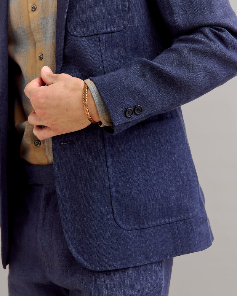 Herringbone Archie Jacket in Navy