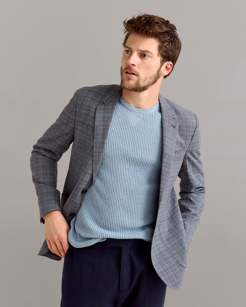 Micro Plaid Walton Jacket in Blue/Multi