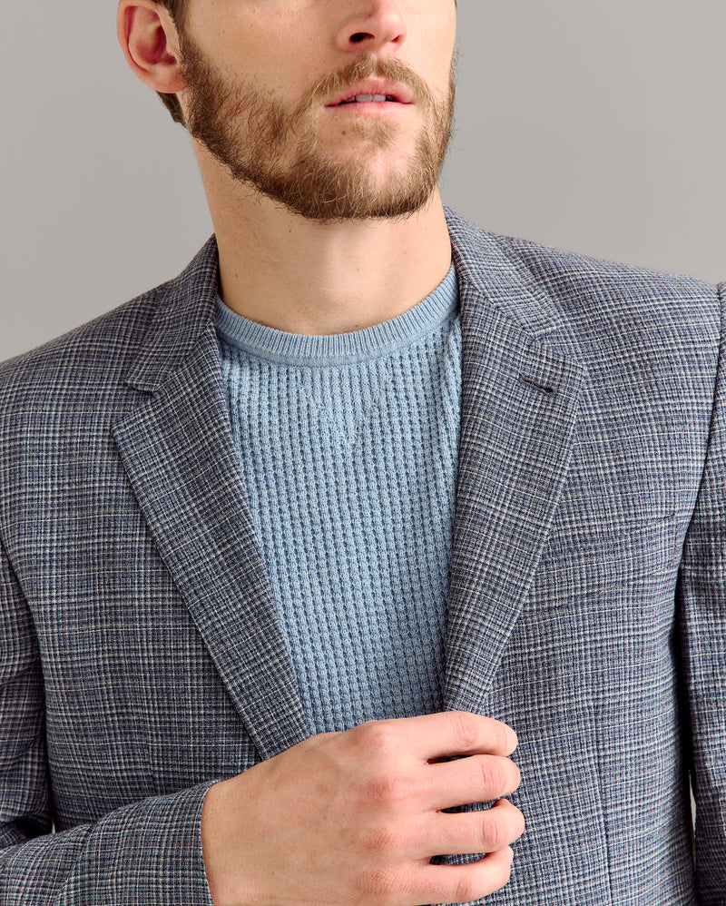 Micro Plaid Walton Jacket in Blue/Multi