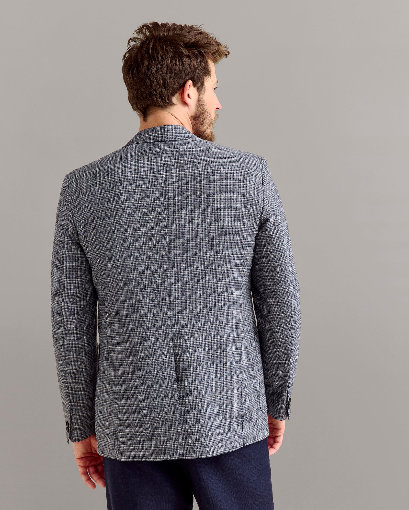 Micro Plaid Walton Jacket in Blue/Multi