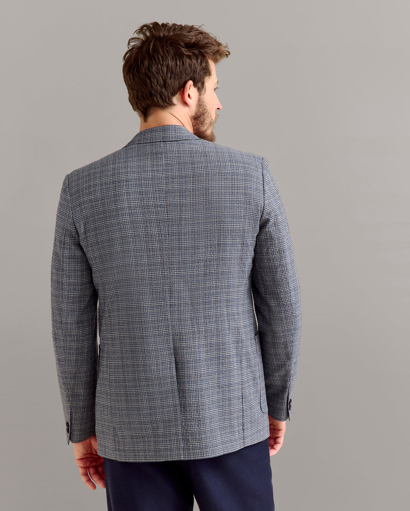 Micro Plaid Walton Jacket in Blue/Multi