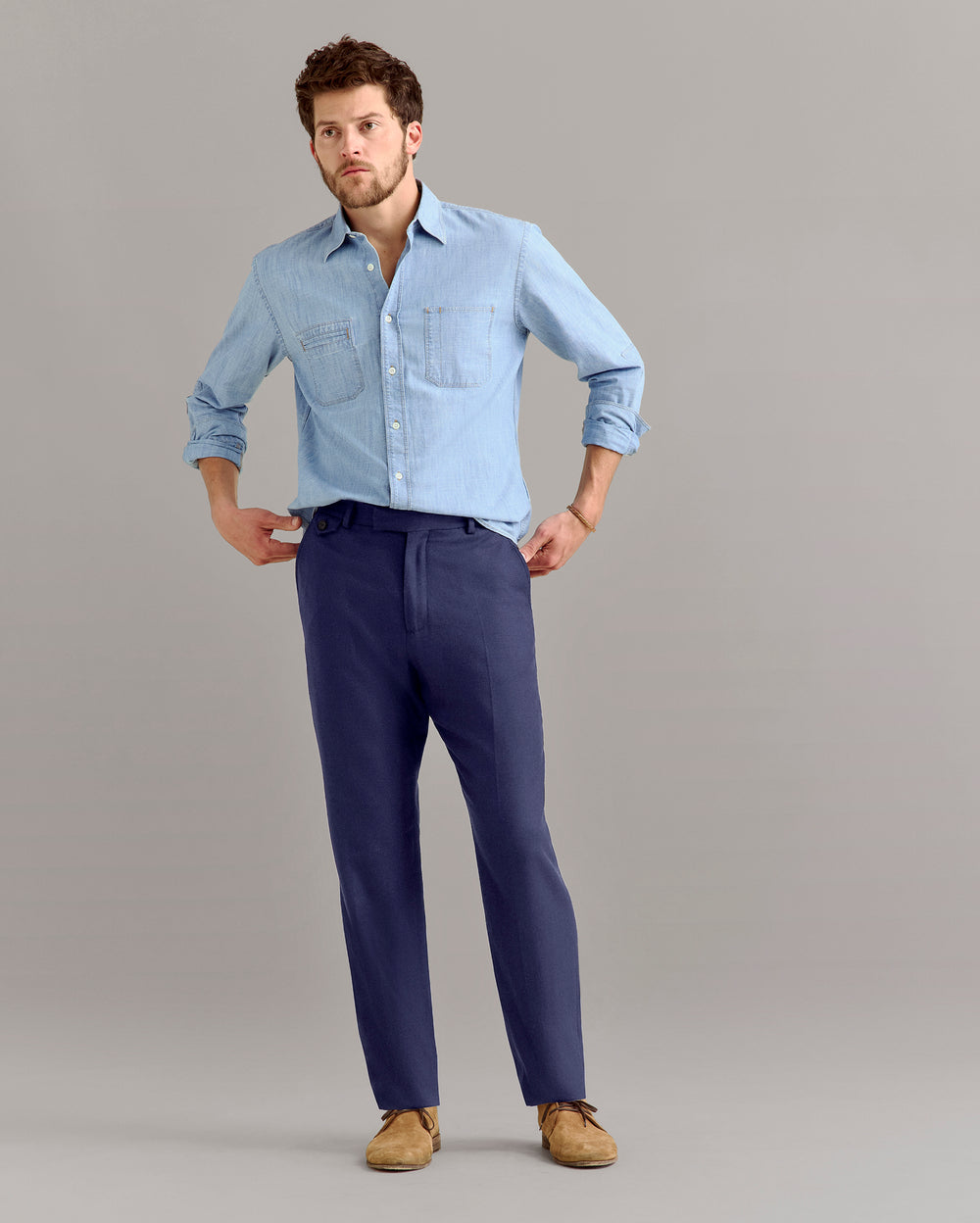 Herringbone Flat Front Trouser