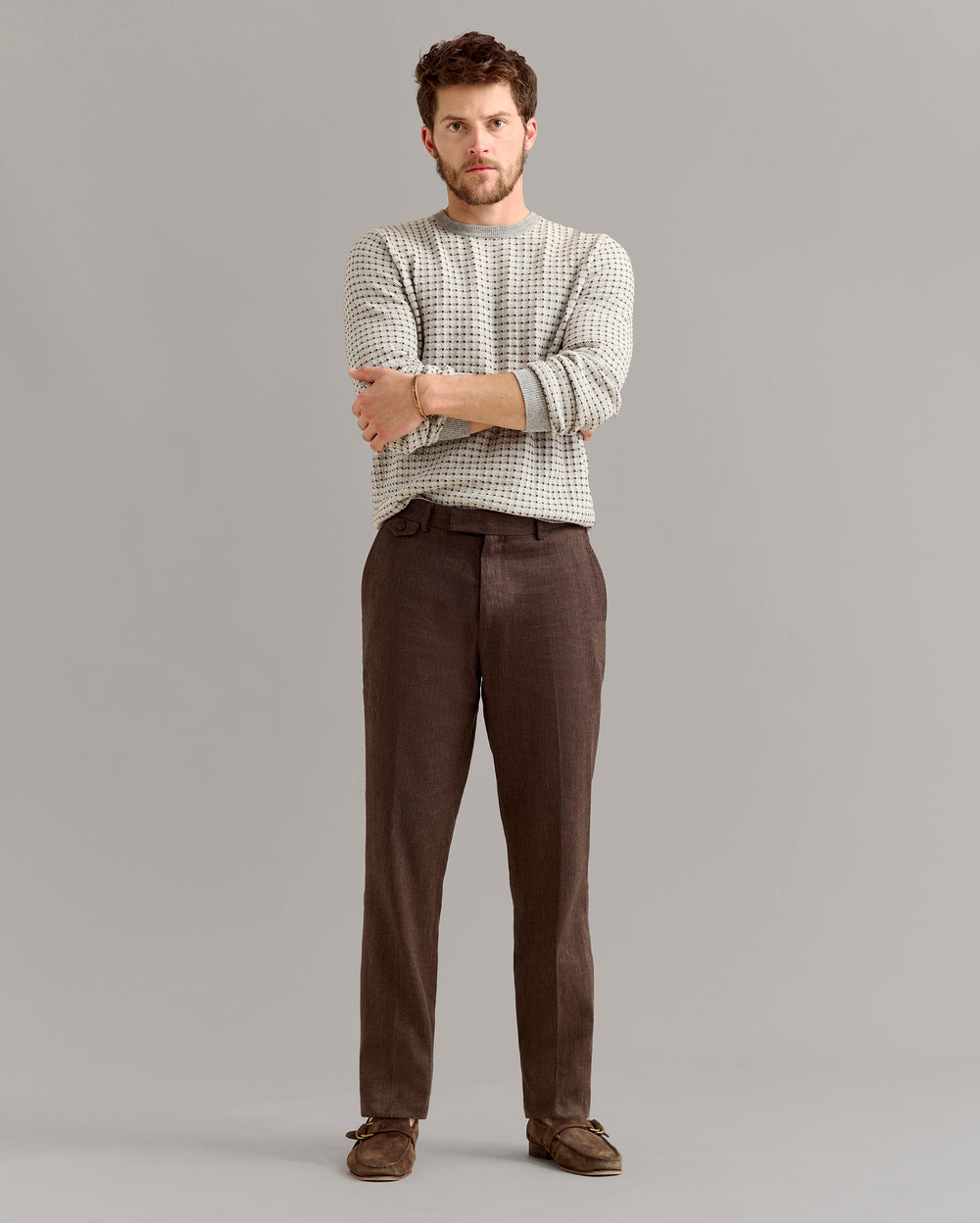 Herringbone Flat Front Trouser