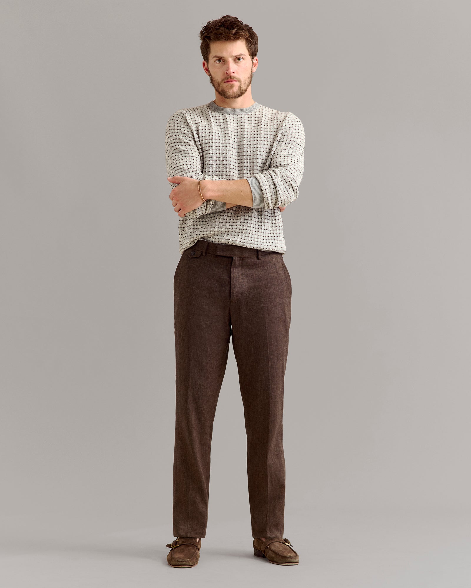 Herringbone Flat Front Trouser