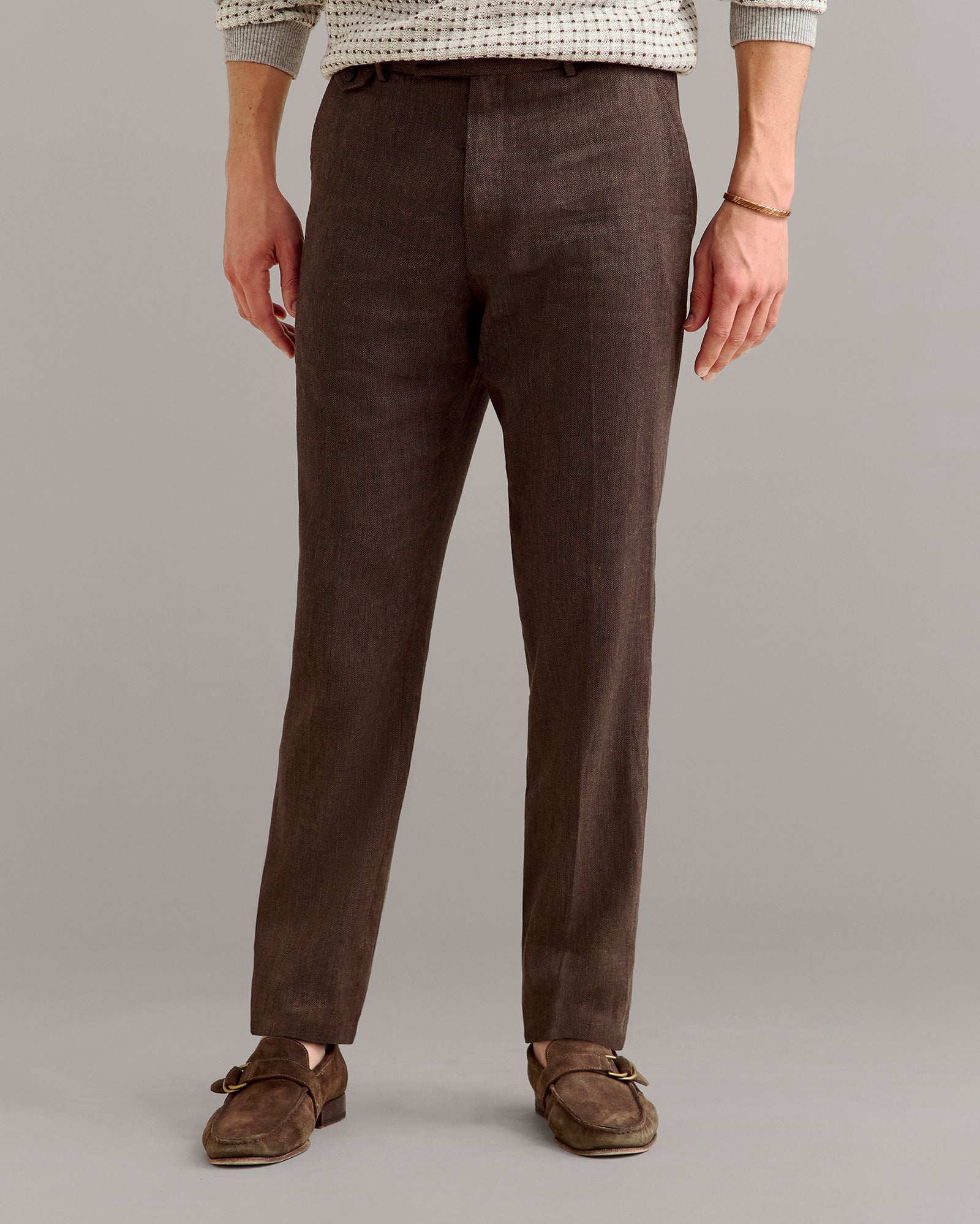 Herringbone Flat Front Trouser
