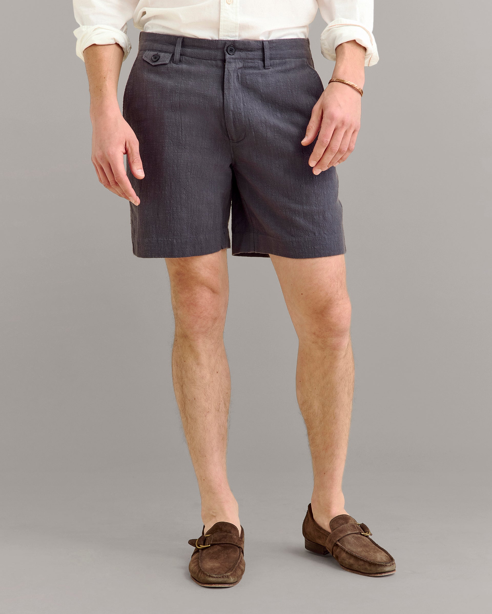 Slub Cotton Moore Short with Horn Buttons | Billy Reid