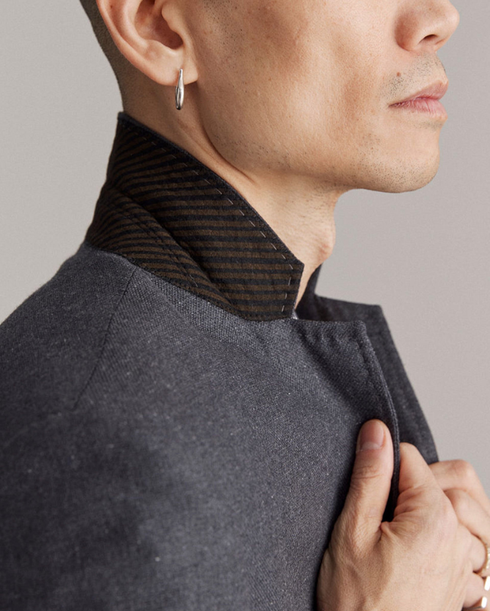 Archie Unstructured Silk-Wool Jacket - Charcoal | Billy Reid