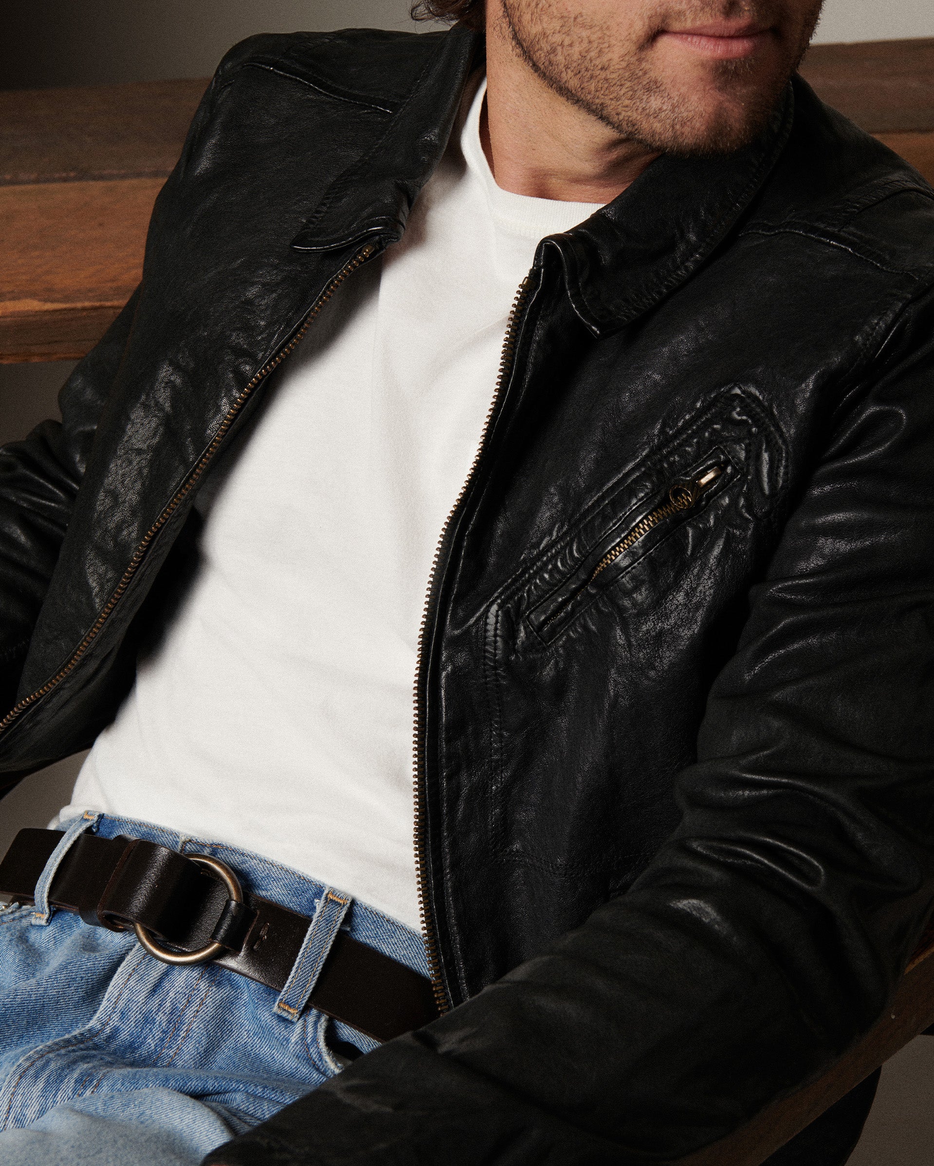 Blake Black-Washed Lambskin Leather Jacket | Billy Reid