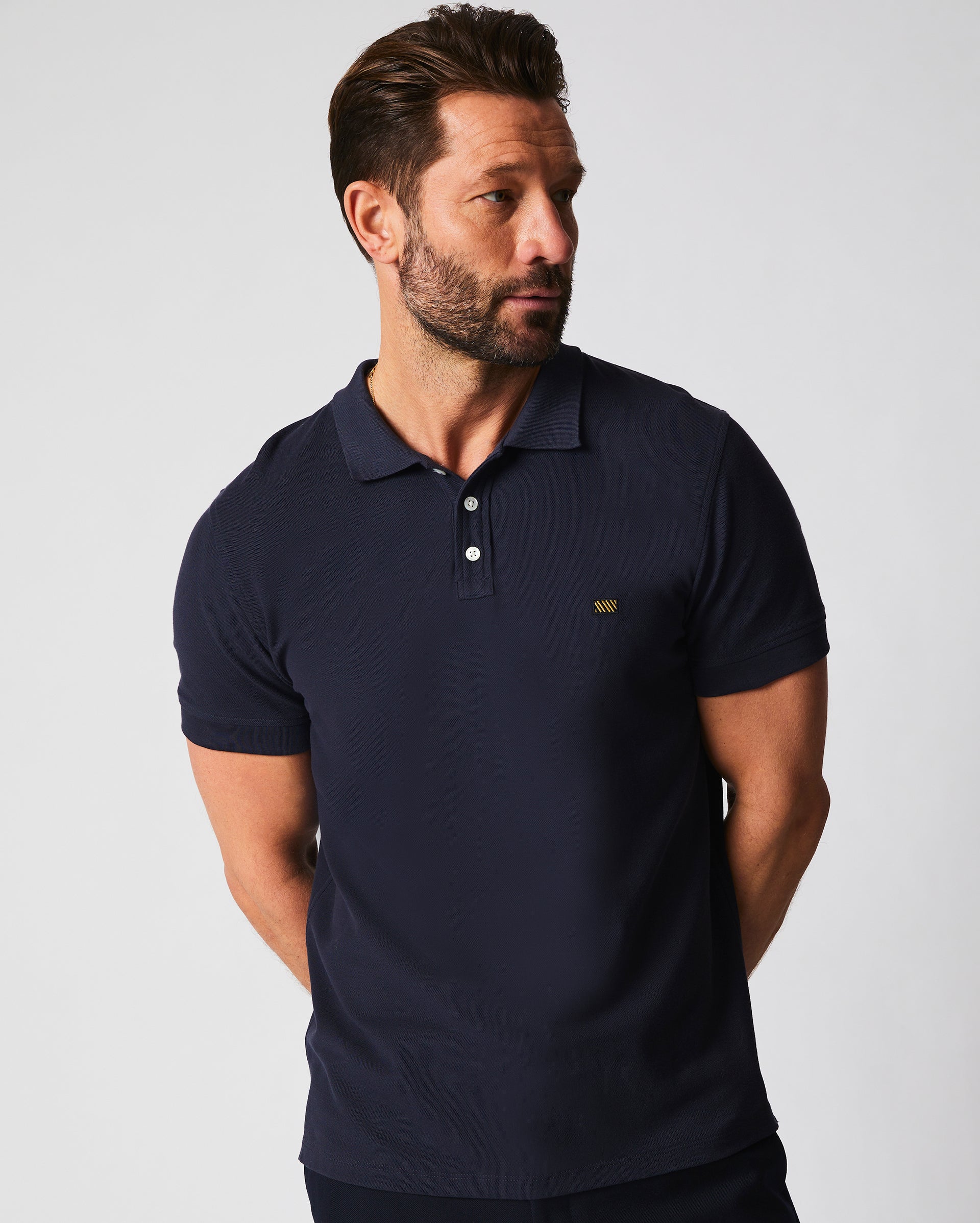 Navy pique polo hot sale