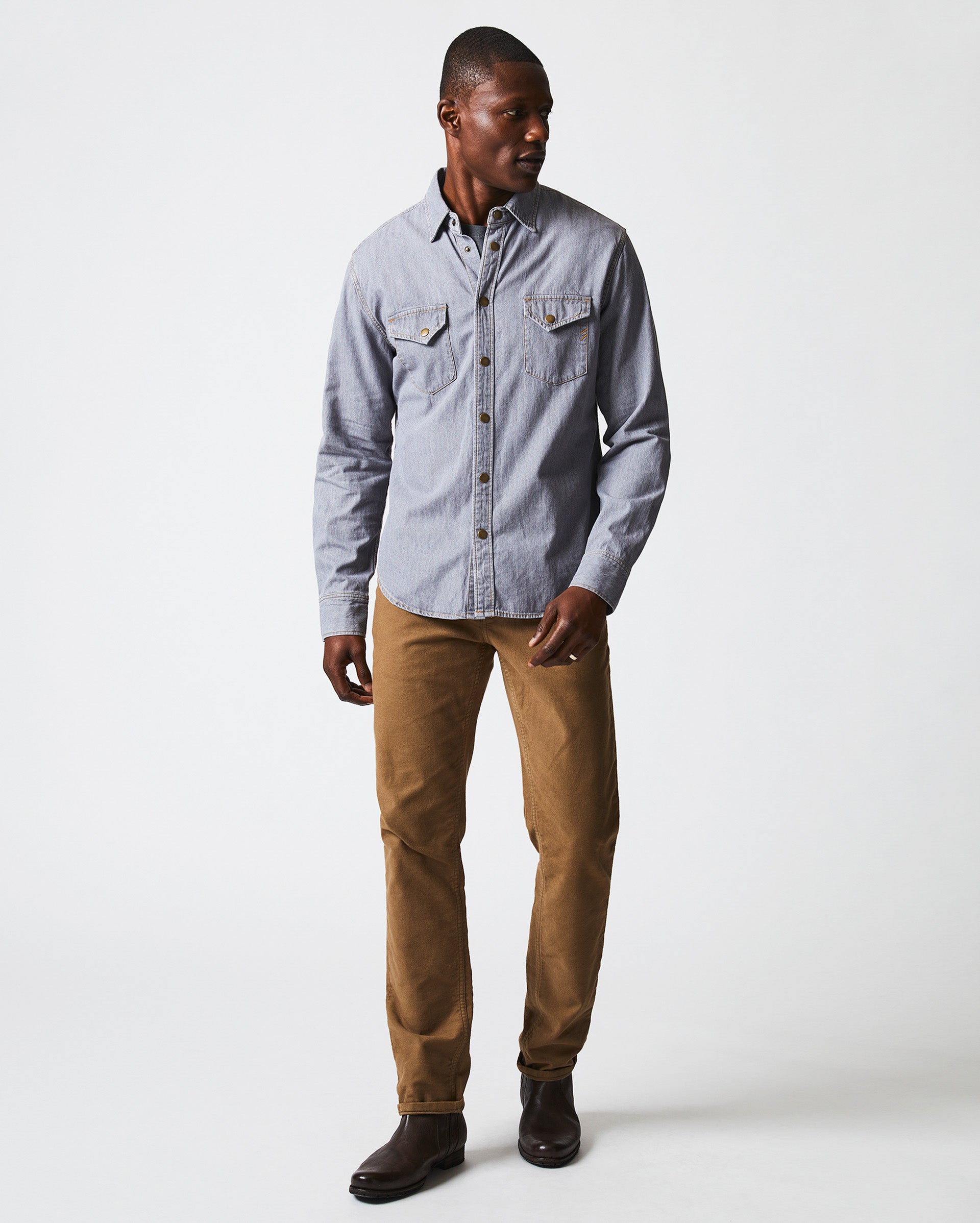 Ash & Erie Medium Blue Button-Down Shirt for Short Men