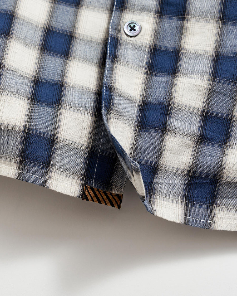 SHADOW PLAID TUSCUMBIA SHIRT HIDDEN BD in BLUE/NATURAL