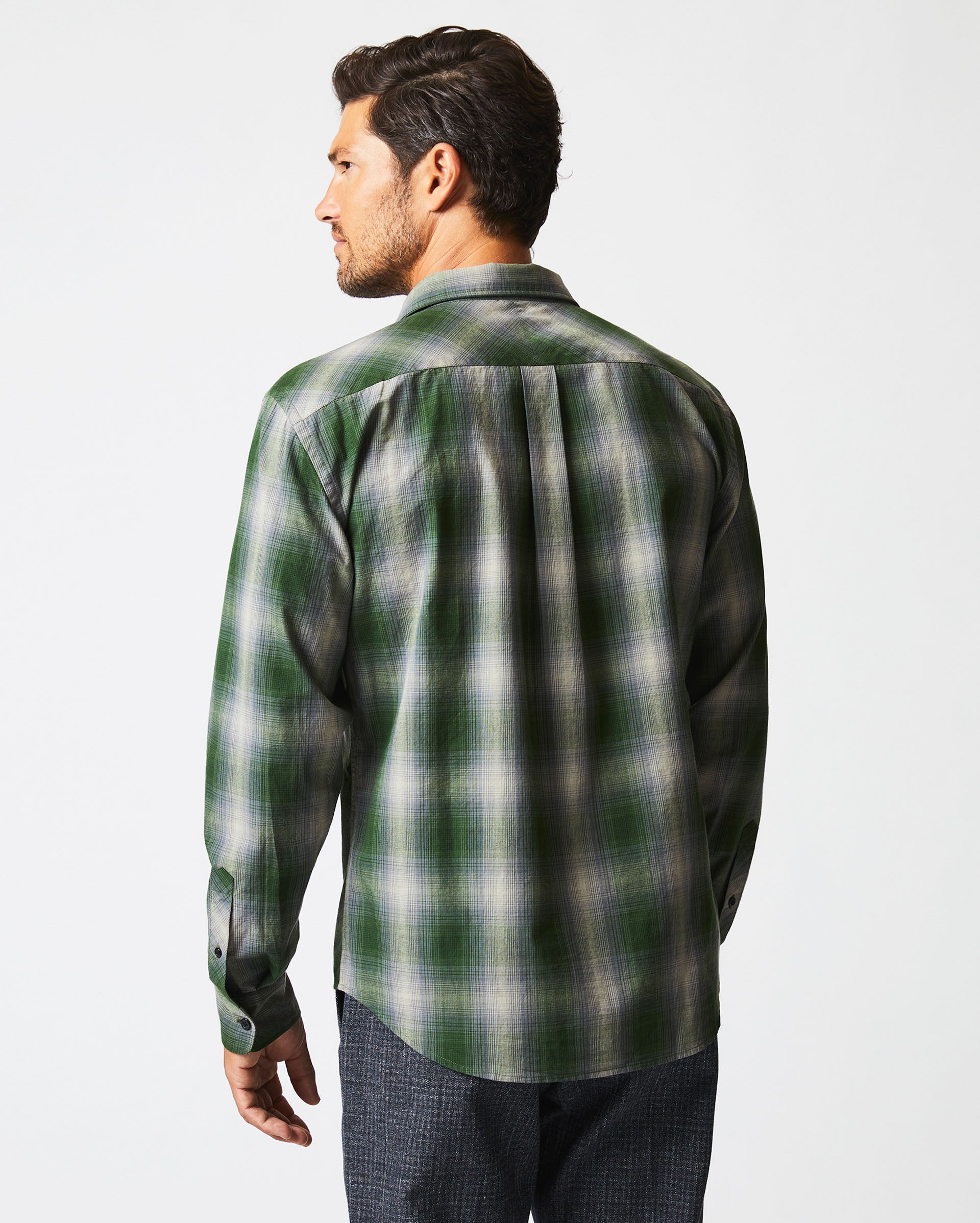green and black lumberjack shirt
