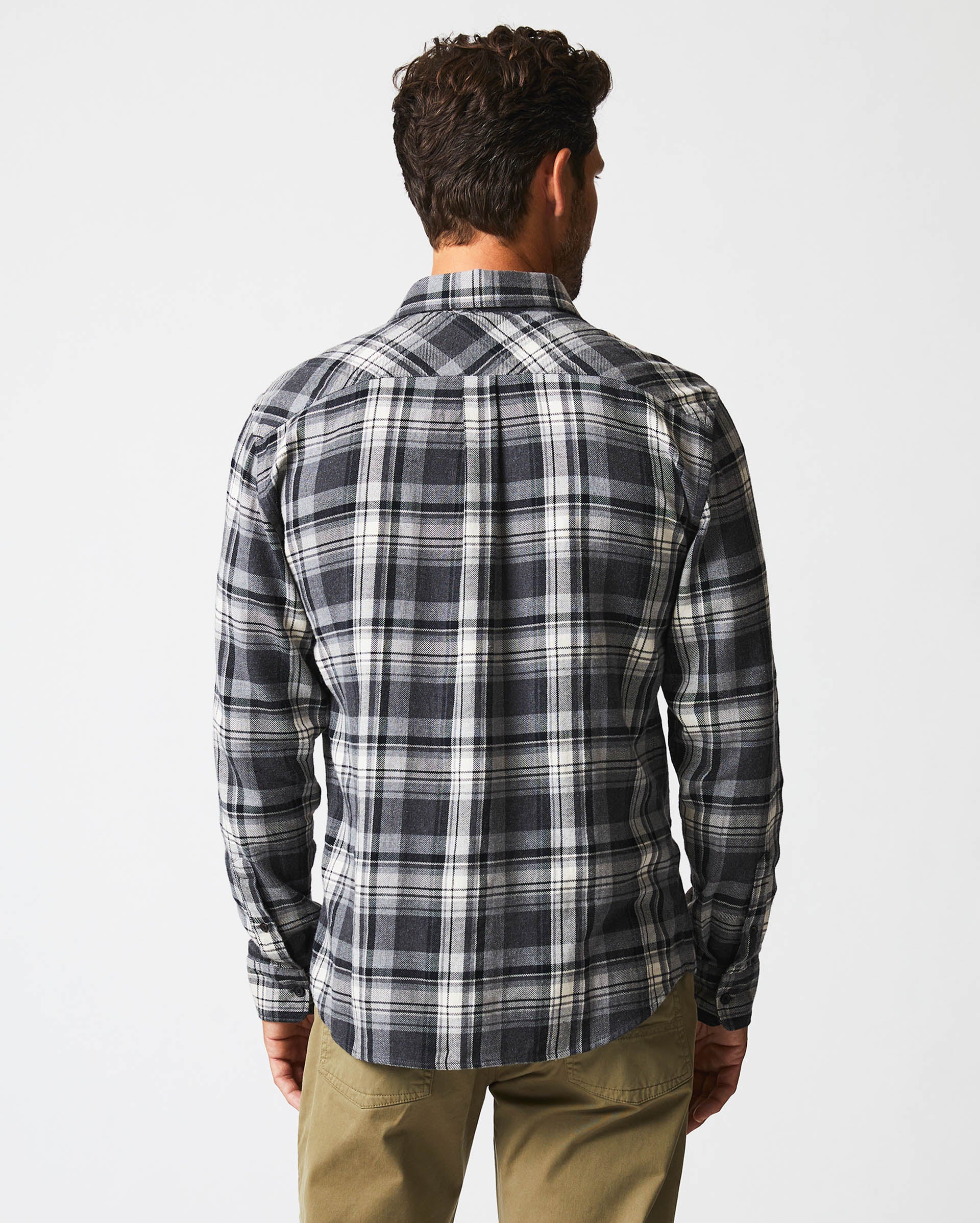 BRUSHED BOLD PLAID TUSCUMBIA SHIRT IN GREY/BLACK – Billy Reid