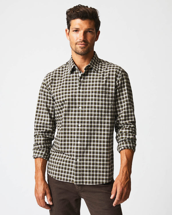 Male model wears the Boucle Check Tuscumbia Shirt in Green/Black