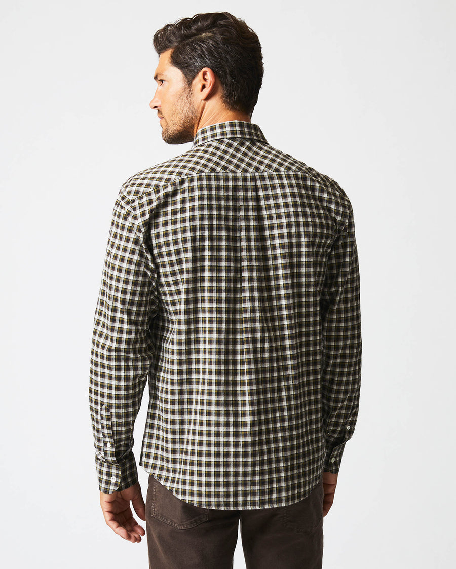Male model wears the Boucle Check Tuscumbia Shirt in Green/Black