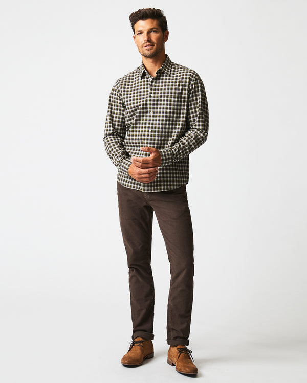 Male model wears the Boucle Check Tuscumbia Shirt in Green/Black