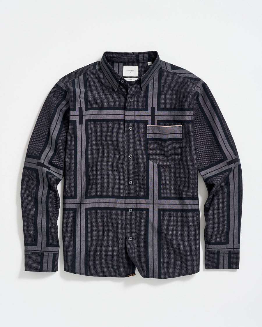 Textured Plaid Tuscumbia Shirt in Black/Dark Brown