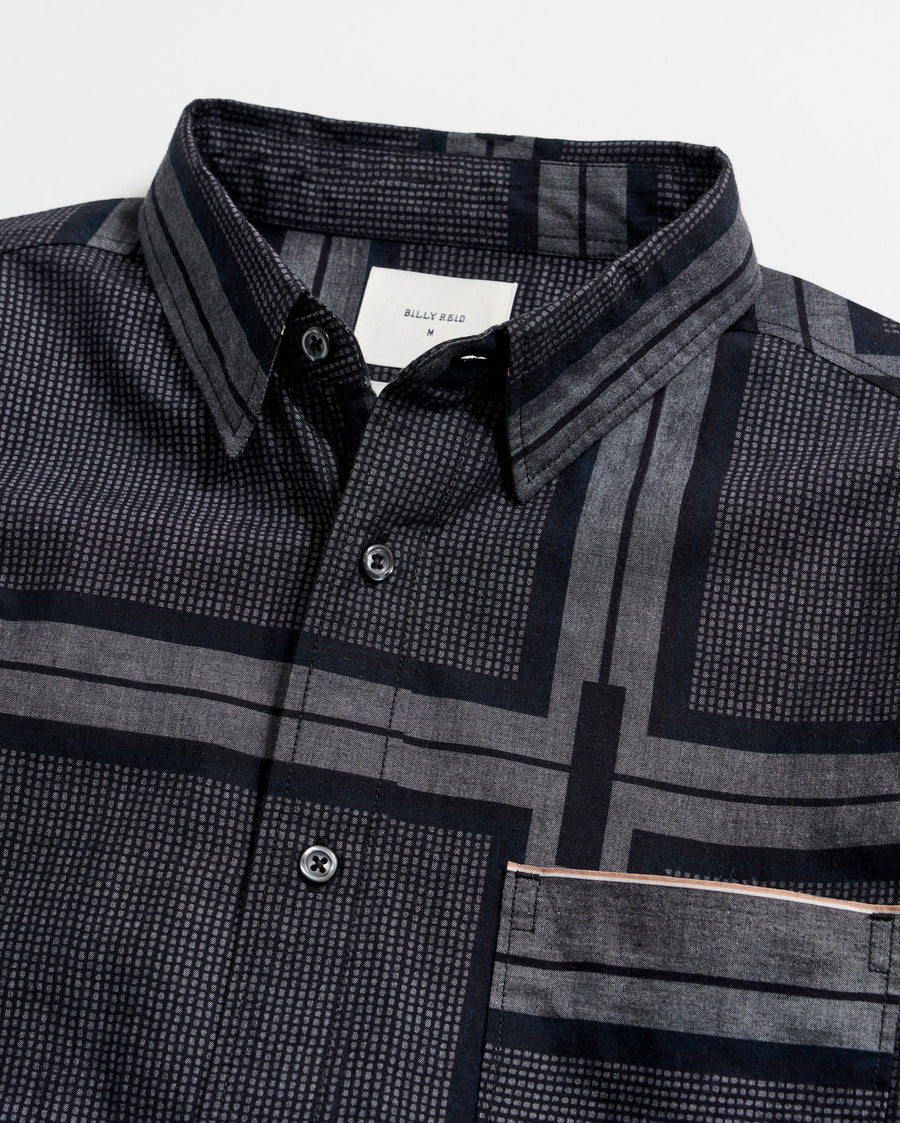 Textured Plaid Tuscumbia Shirt in Black/Dark Brown