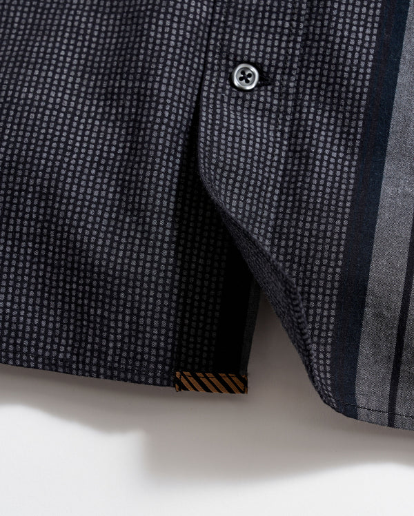 Textured Plaid Tuscumbia Shirt in Black/Dark Brown