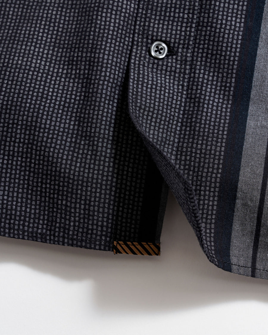 Textured Plaid Tuscumbia Shirt in Black/Dark Brown