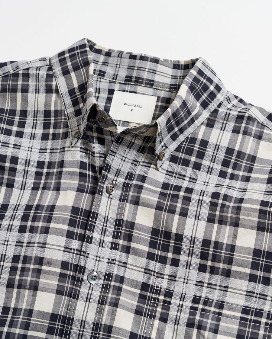 Melange textural plaid tuscumbia shirt bd in grey/black