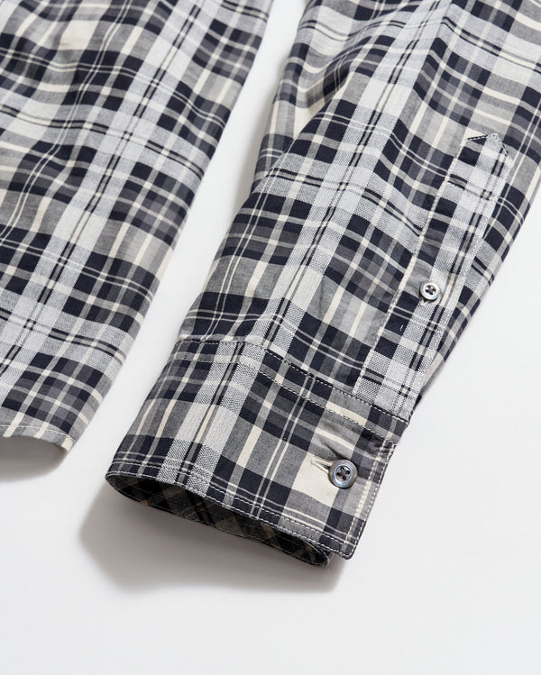 Melange textural plaid tuscumbia shirt bd in grey/black