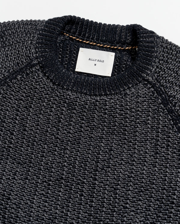 Marled crewneck sweater in black