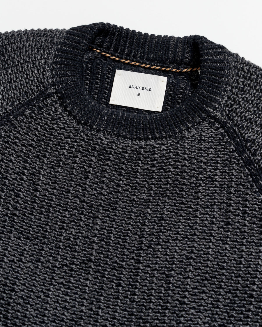 Marled crewneck sweater in black