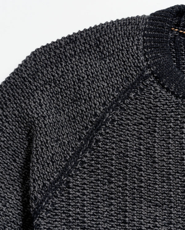 Marled crewneck sweater in black