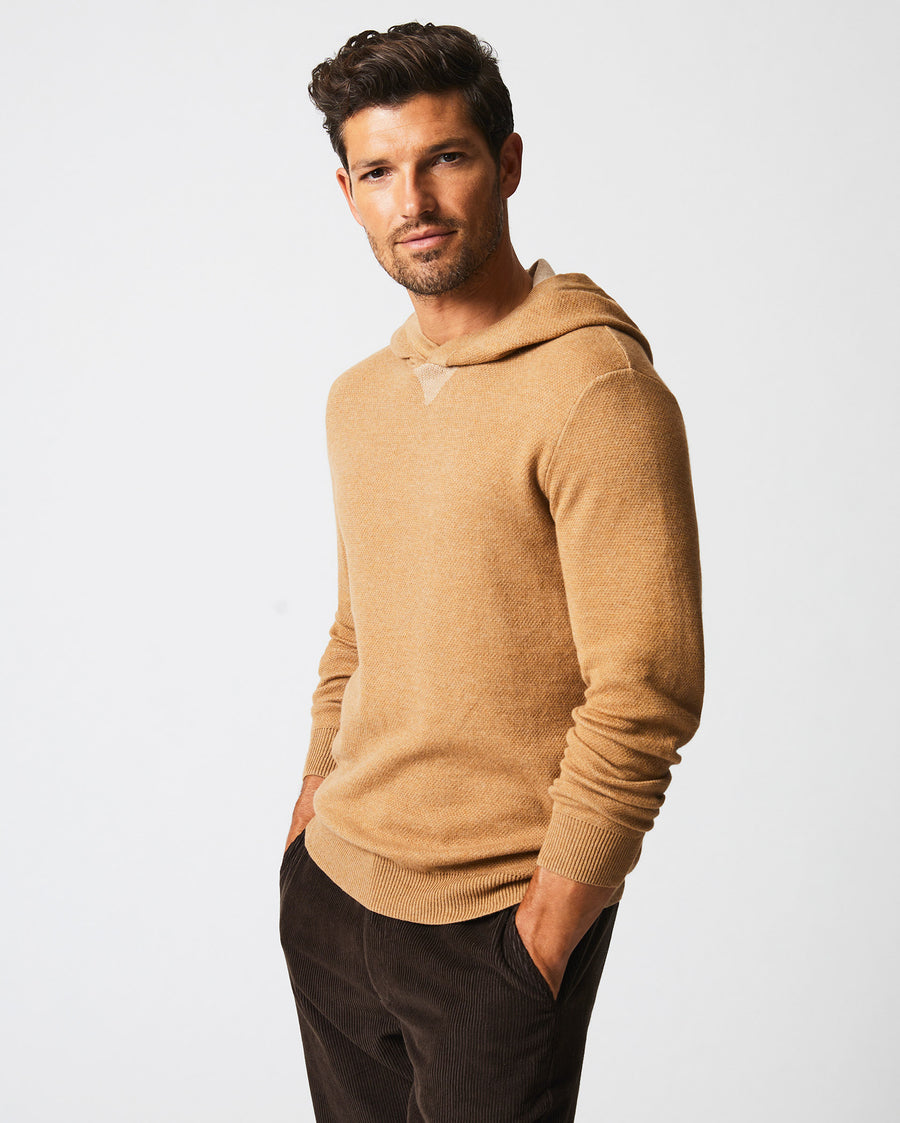 Double Knit Hoodie Sweater in Camel