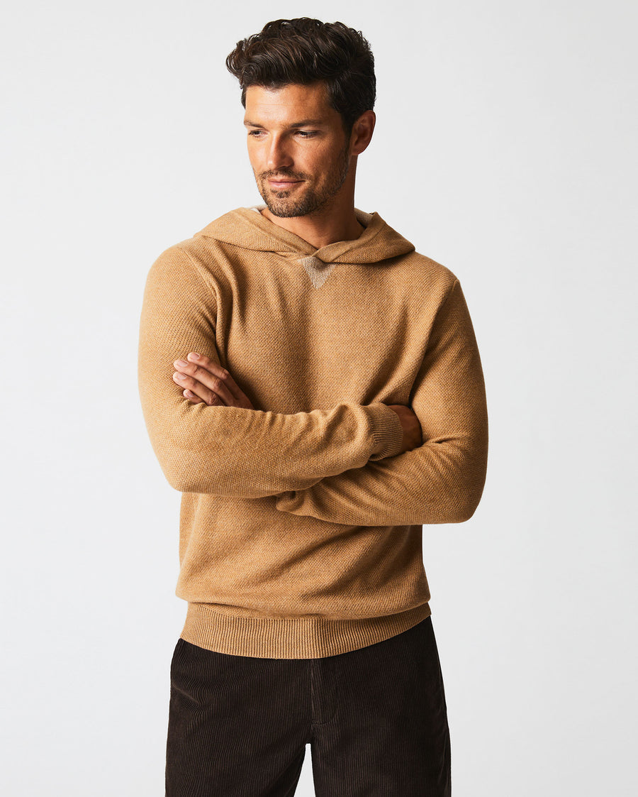 Double Knit Hoodie Sweater in Camel