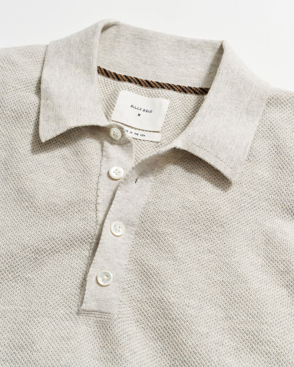 American Pique Sweater Polo in Heathered Grey