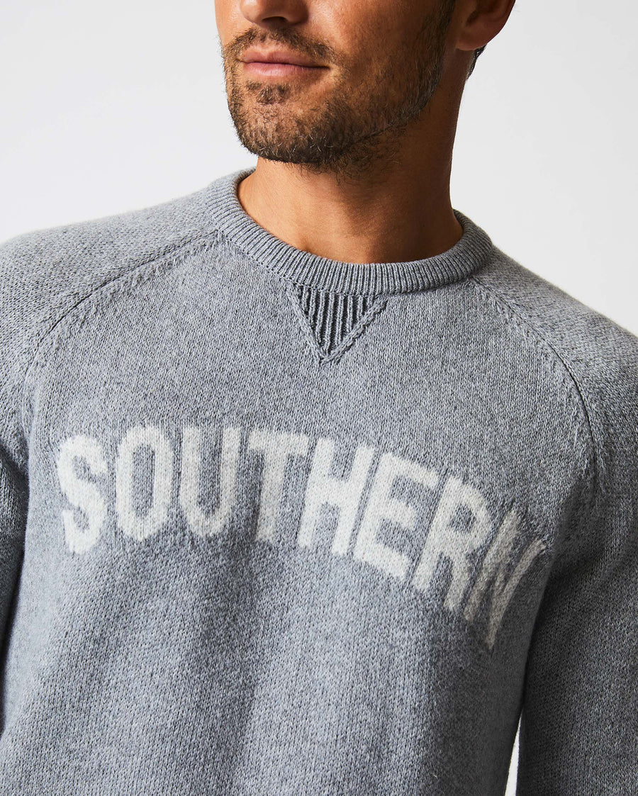 Male model wears the Southern Sweater in Grey
