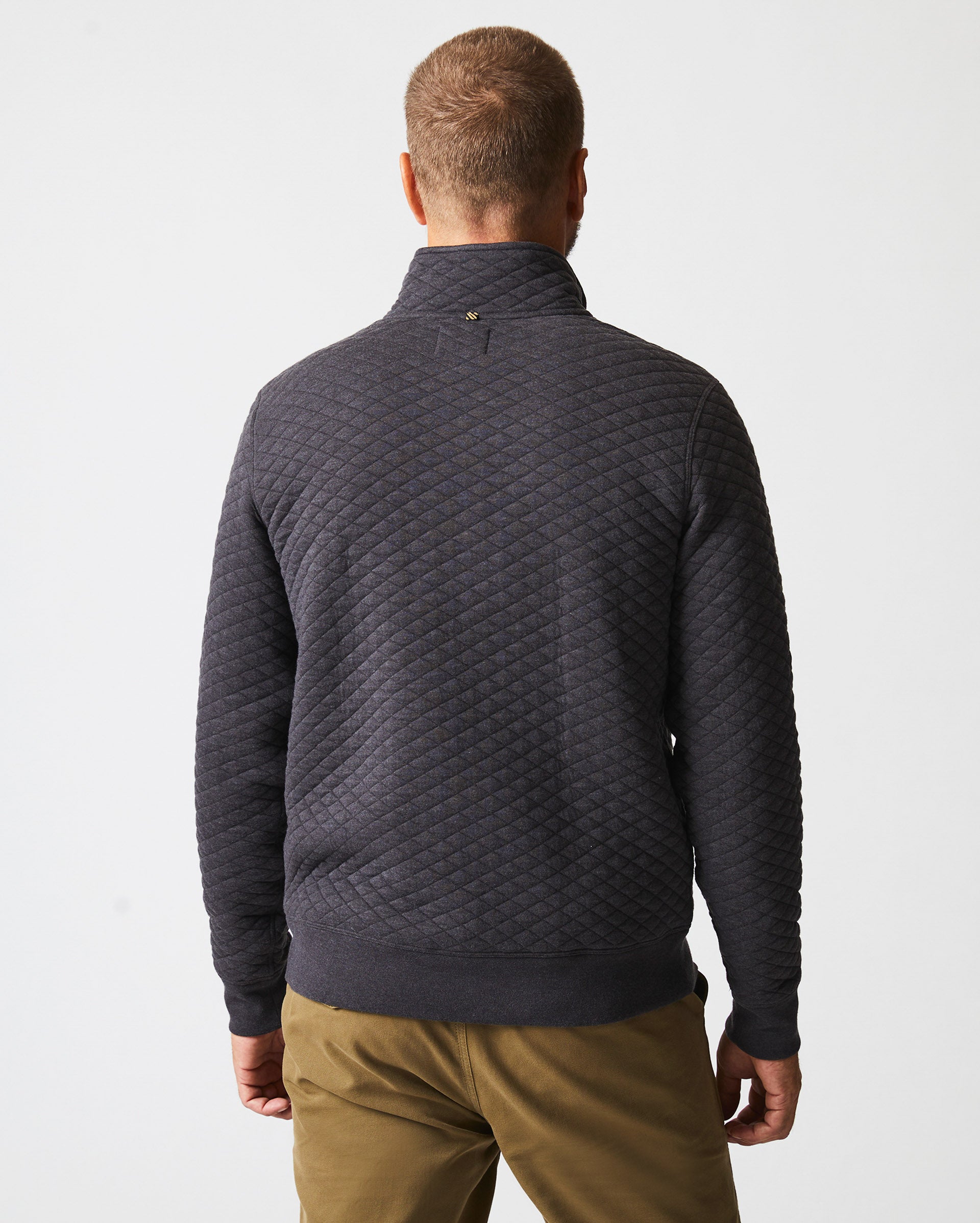 DIAMOND QUILT HALF ZIP IN BLACK Billy Reid