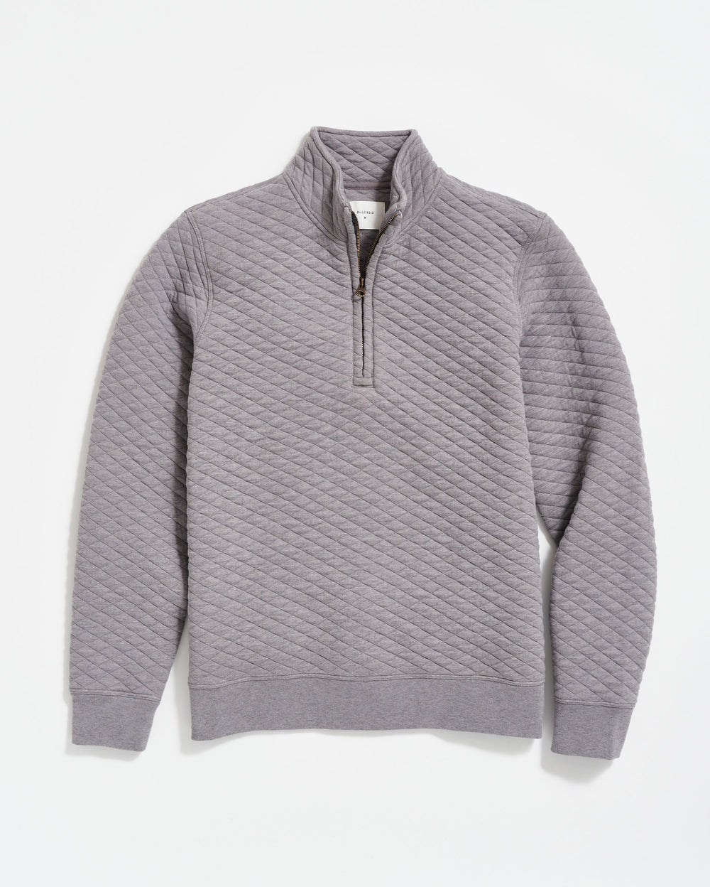 Diamond Quilt Half Zip in Medium Grey