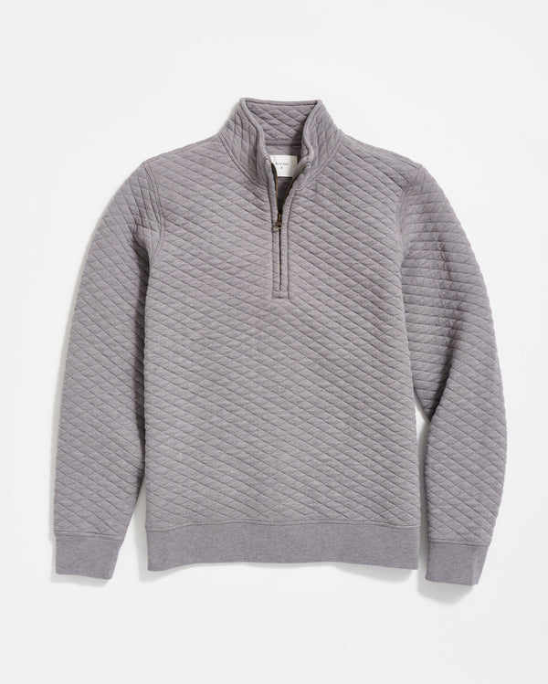 Diamond Quilt Half Zip in Medium Grey