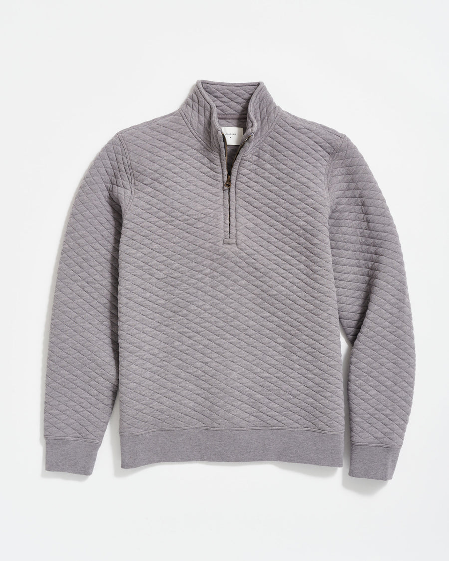 Diamond Quilt Half Zip in Medium Grey