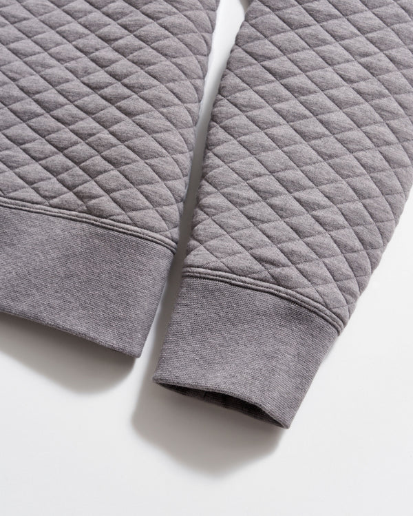 Diamond Quilt Half Zip in Medium Grey